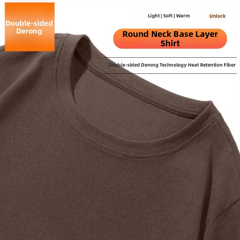 Meeste termiline baaslõige T-särk kahepoolse fliisiga, pikkade varrukatega, ümmarguse kaelusega, vaba lõige, talvine top