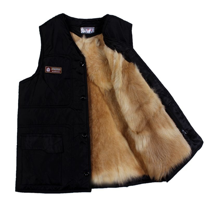 Vīriešu ziemas veste ar kažokādas siltinājumu, kapuci, šaurs griezums, svītrainā korduroja audums