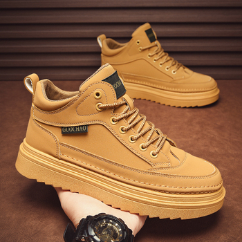 Μαρτίν μποτάκια για άνδρες – ψηλά φθινοπωρινά-χειμωνιάτικα με ζεστή επένδυση, επάνω από microfiber leather, καουτσούκ σόλα, παχιά σόλα, κλείσιμο με κορδιά εμπρός