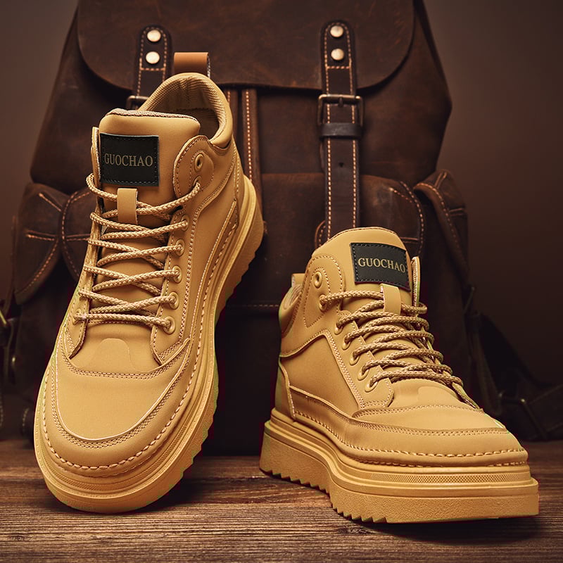 Μαρτίν μποτάκια για άνδρες – ψηλά φθινοπωρινά-χειμωνιάτικα με ζεστή επένδυση, επάνω από microfiber leather, καουτσούκ σόλα, παχιά σόλα, κλείσιμο με κορδιά εμπρός