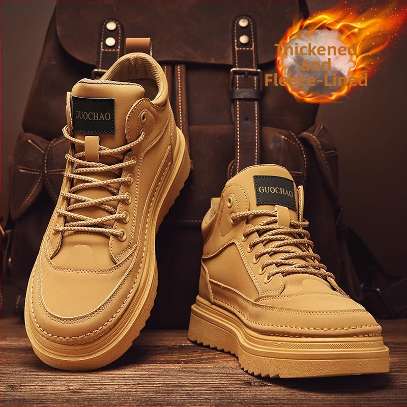 Vyriski Martin batai – aukštos rudenį–žiemos batai su šilta pamušalu, viršus iš mikropluošto odos, guma padas, stora padas, priekyje raišteliai