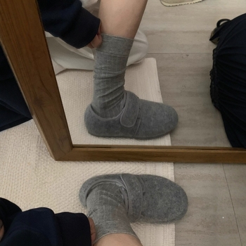 Ženske Mary Jane cipele u korejskom stilu, matirani gornji dio, zatvaranje na Velcro, plišana podstava, 3–5 cm visina peta, pogodne za zimu, proljeće i jesen