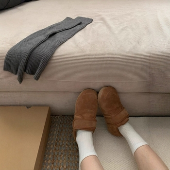 Ženske Mary Jane cipele u korejskom stilu, matirani gornji dio, zatvaranje na Velcro, plišana podstava, 3–5 cm visina peta, pogodne za zimu, proljeće i jesen