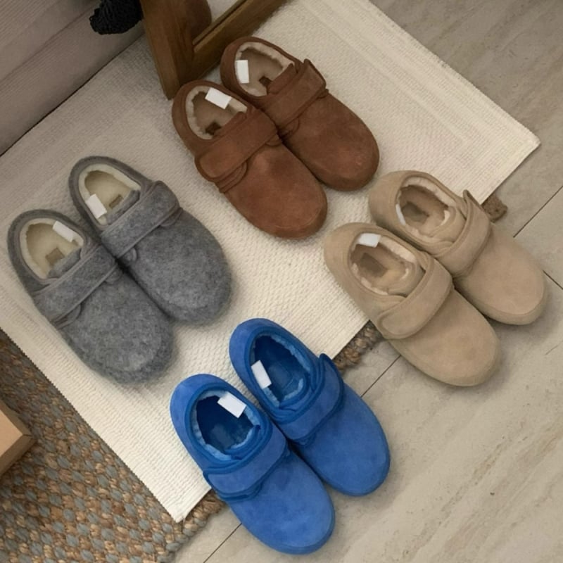 Ženske Mary Jane cipele u korejskom stilu, matirani gornji dio, zatvaranje na Velcro, plišana podstava, 3–5 cm visina peta, pogodne za zimu, proljeće i jesen