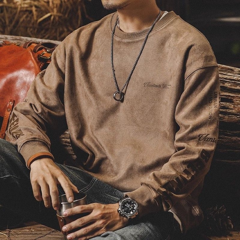 Korejas stila brīvs kokvilnas džemperis, 31–50% kokvilna, 380 g smagums, pavasaris–rudens