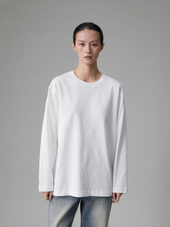 Pamukasto T-shirt s dugim rukavima, okrugli izrez, slobodan kroj, 95% pamuka