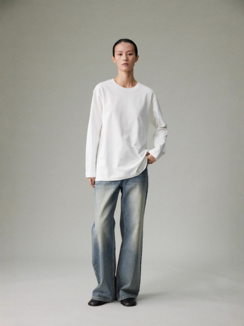 Pamukasto T-shirt s dugim rukavima, okrugli izrez, slobodan kroj, 95% pamuka