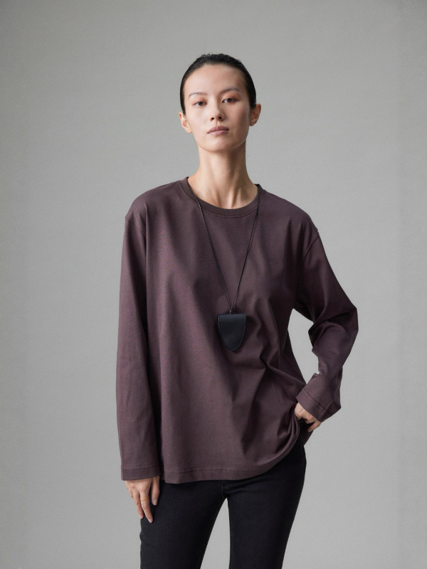 Pamukasto T-shirt s dugim rukavima, okrugli izrez, slobodan kroj, 95% pamuka