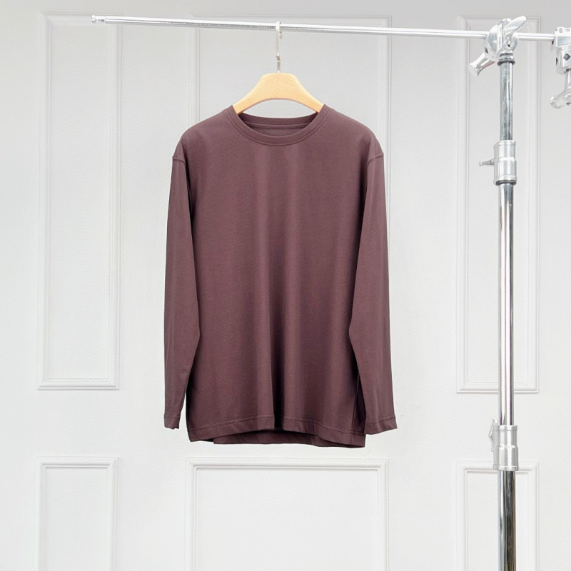 Pamukasto T-shirt s dugim rukavima, okrugli izrez, slobodan kroj, 95% pamuka