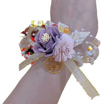 Βραχιόλι με λουλούδι για γάμο, κορδέλα, μηχανική κατασκευή, κινέζικο στυλ, χωρίς λογότυπο
