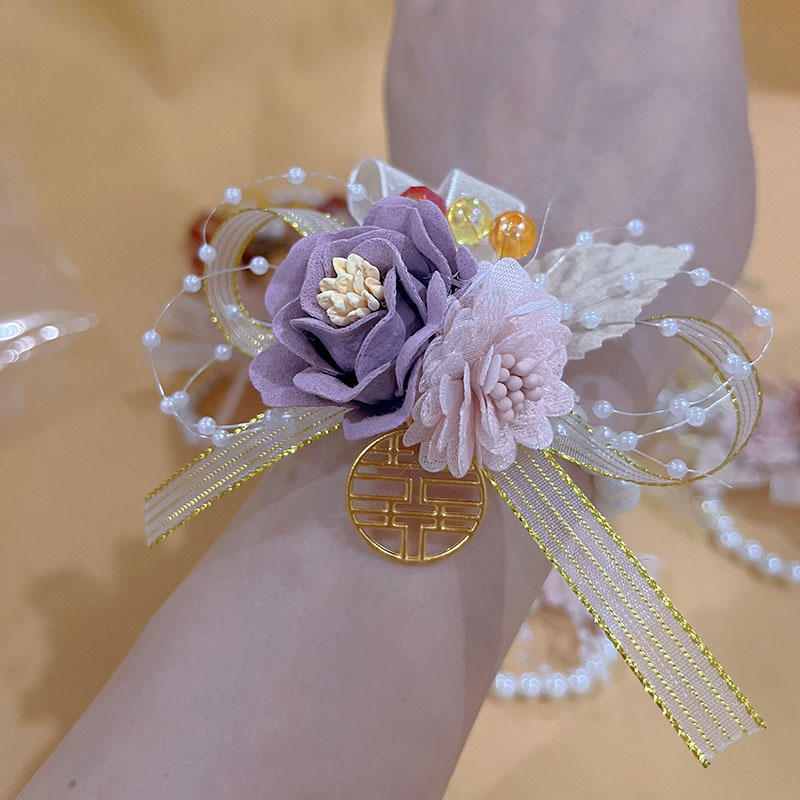 Βραχιόλι με λουλούδι για γάμο, κορδέλα, μηχανική κατασκευή, κινέζικο στυλ, χωρίς λογότυπο