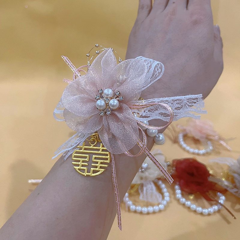 Βραχιόλι με λουλούδι για γάμο, κορδέλα, μηχανική κατασκευή, κινέζικο στυλ, χωρίς λογότυπο