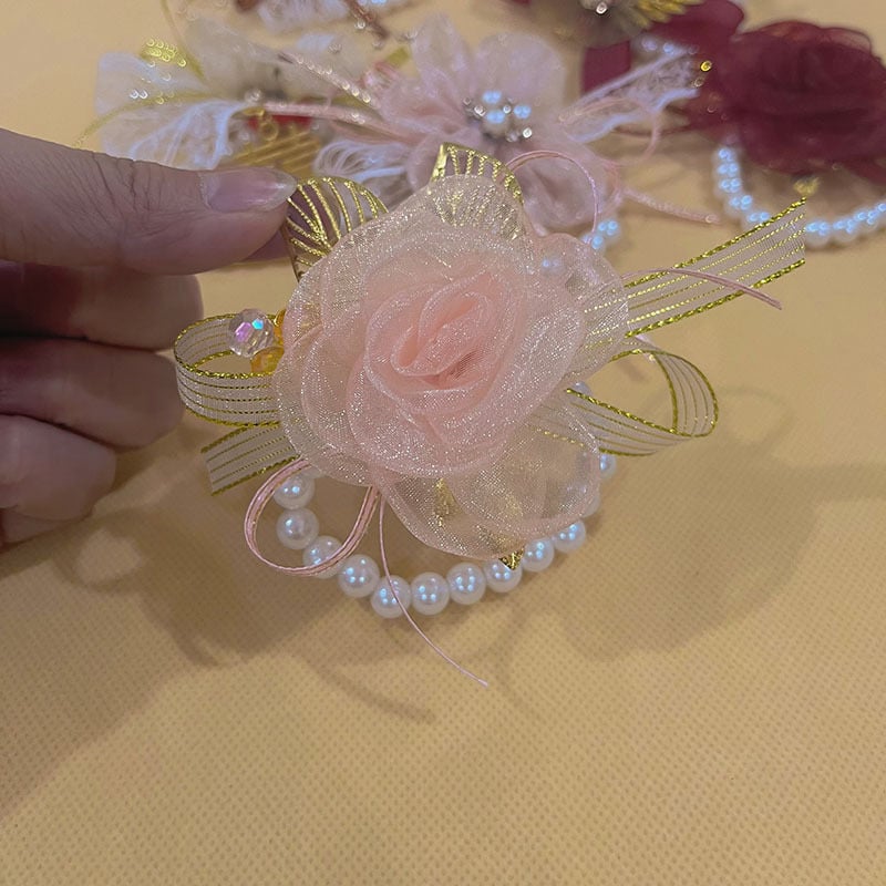 Βραχιόλι με λουλούδι για γάμο, κορδέλα, μηχανική κατασκευή, κινέζικο στυλ, χωρίς λογότυπο