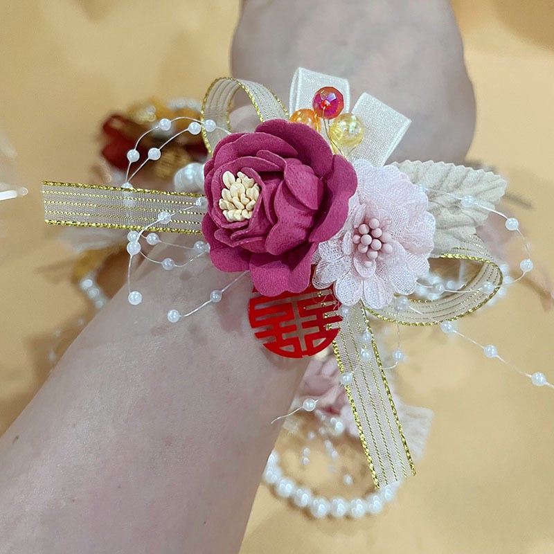 Βραχιόλι με λουλούδι για γάμο, κορδέλα, μηχανική κατασκευή, κινέζικο στυλ, χωρίς λογότυπο