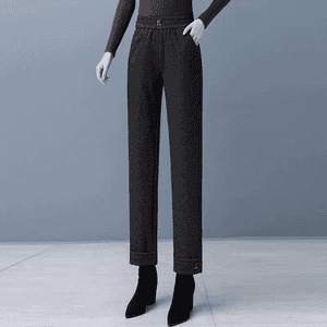Γυναικείοι χειμωνιάτικοι παντελόνες με φλις επένδυση, ευρεία γραμμή, πολυεστέρας, μήκος 9/10, μικροελαστικότητα