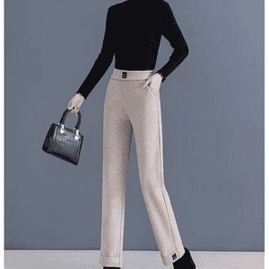 Γυναικείοι χειμωνιάτικοι παντελόνες με φλις επένδυση, ευρεία γραμμή, πολυεστέρας, μήκος 9/10, μικροελαστικότητα