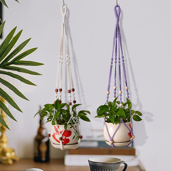 Висяща памучна торба за растения, дишаща, водопоглъщаща, устойчива на деформации; стенен монтаж или висящ монтаж