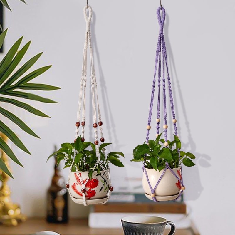 Висяща памучна торба за растения, дишаща, водопоглъщаща, устойчива на деформации; стенен монтаж или висящ монтаж