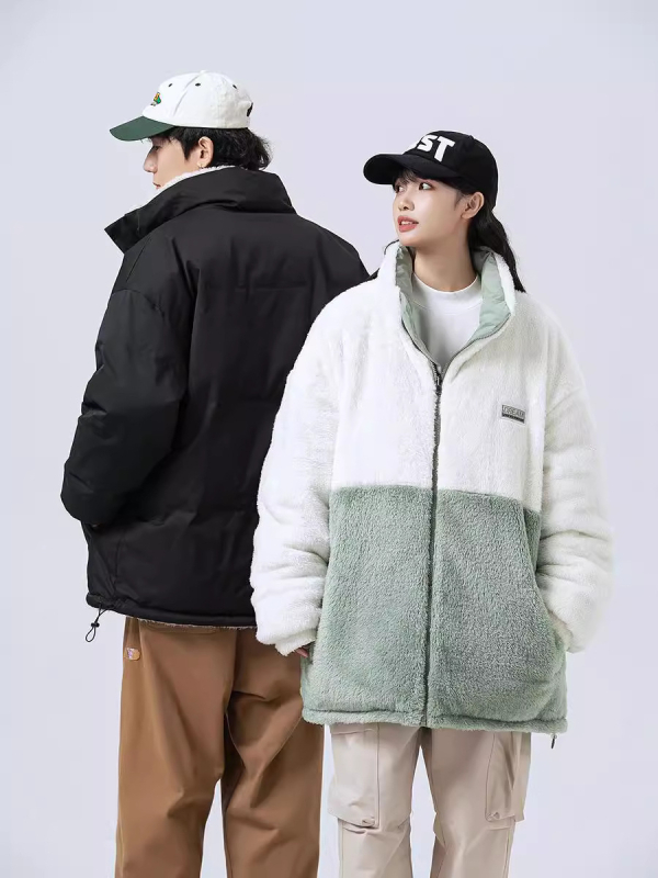 Muški reverzibilni kaput s fleece podstavom, poliester punilo, zatvarač, stojeći ovratnik, Oxford tkanina