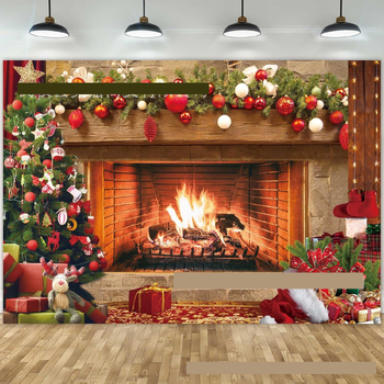 Geriausiai parduodamas tarpvalstybinis fotografijos fonas su kalėdiniu židiniu, skirtas namų interjero dekoravimui, scenos fotografijai ir dekoratyviniam pakabinamam audiniui.