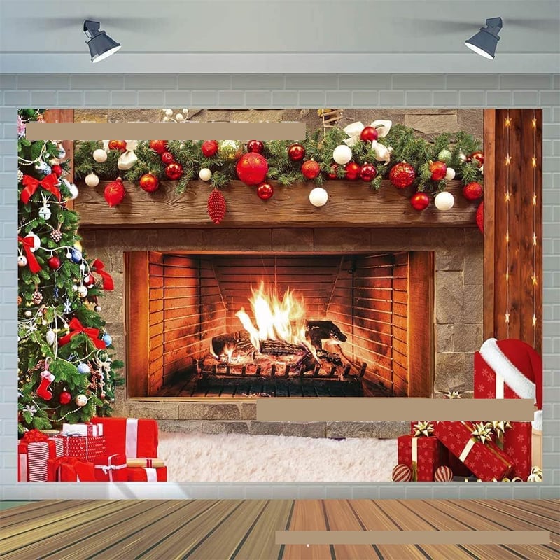 Geriausiai parduodamas tarpvalstybinis fotografijos fonas su kalėdiniu židiniu, skirtas namų interjero dekoravimui, scenos fotografijai ir dekoratyviniam pakabinamam audiniui.