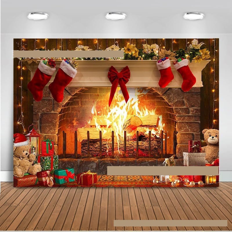 Geriausiai parduodamas tarpvalstybinis fotografijos fonas su kalėdiniu židiniu, skirtas namų interjero dekoravimui, scenos fotografijai ir dekoratyviniam pakabinamam audiniui.