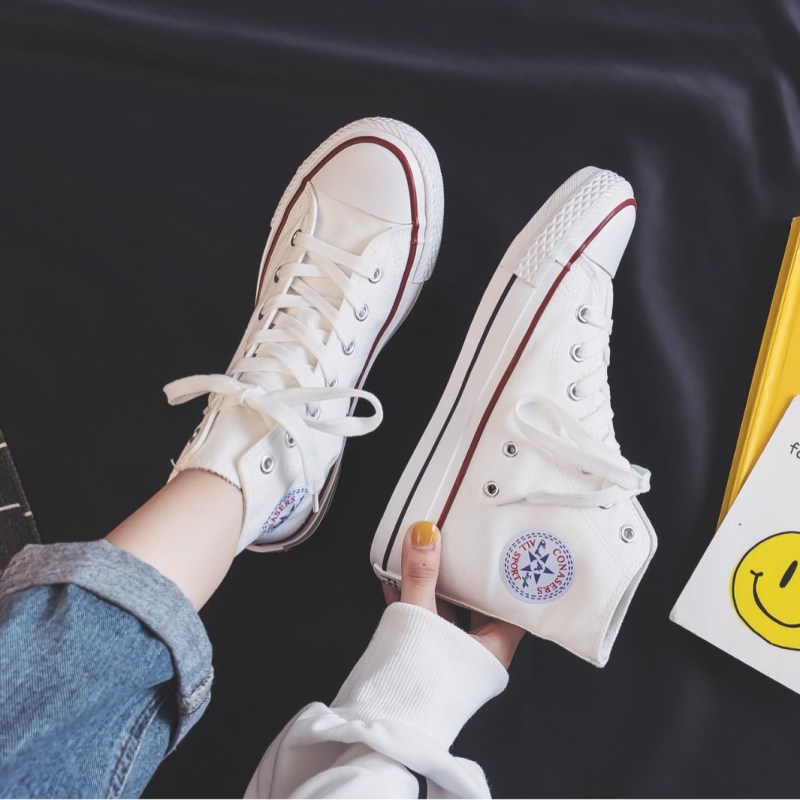 Kuangchao vyriški aukšti drobiniai sportbačiai - Korėjiečio stiliaus Ulzzang Harajuku retro, vidutinio aukščio, vulkanizuota gumos pada, raišteliai, EVA įdėklas, tinklinis pamušalas