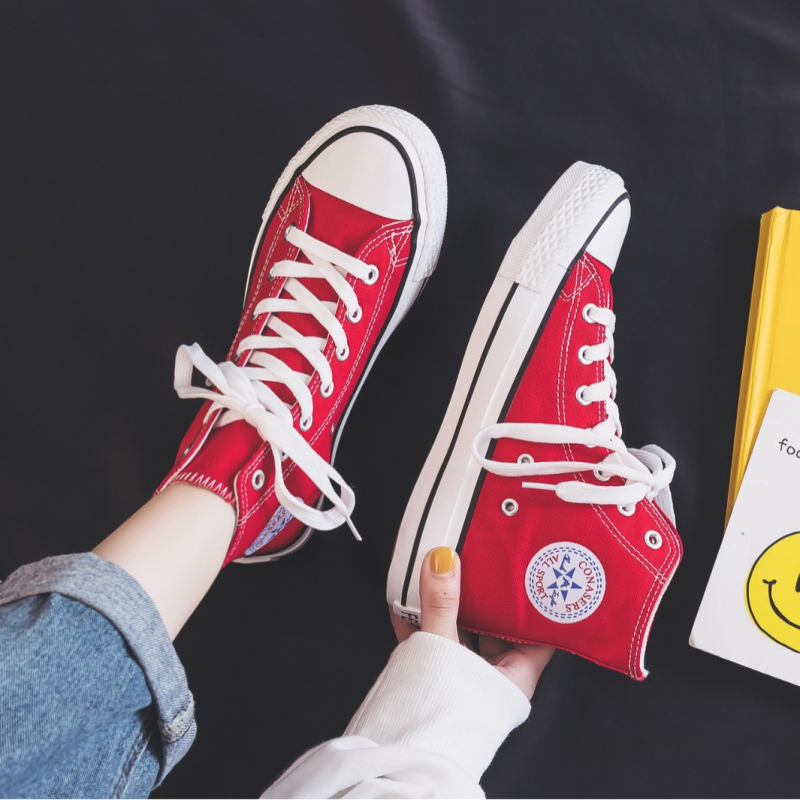 Kuangchao vyriški aukšti drobiniai sportbačiai - Korėjiečio stiliaus Ulzzang Harajuku retro, vidutinio aukščio, vulkanizuota gumos pada, raišteliai, EVA įdėklas, tinklinis pamušalas