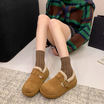 Ženske loafers u Birkenstock stilu, šumski dizajn, velur na vrhu, umjetna kratka pliš, slip-on, gumeni potplat