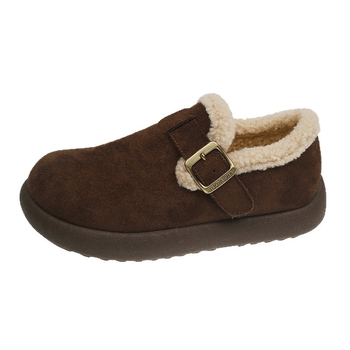 Ženske loafers u Birkenstock stilu, šumski dizajn, velur na vrhu, umjetna kratka pliš, slip-on, gumeni potplat