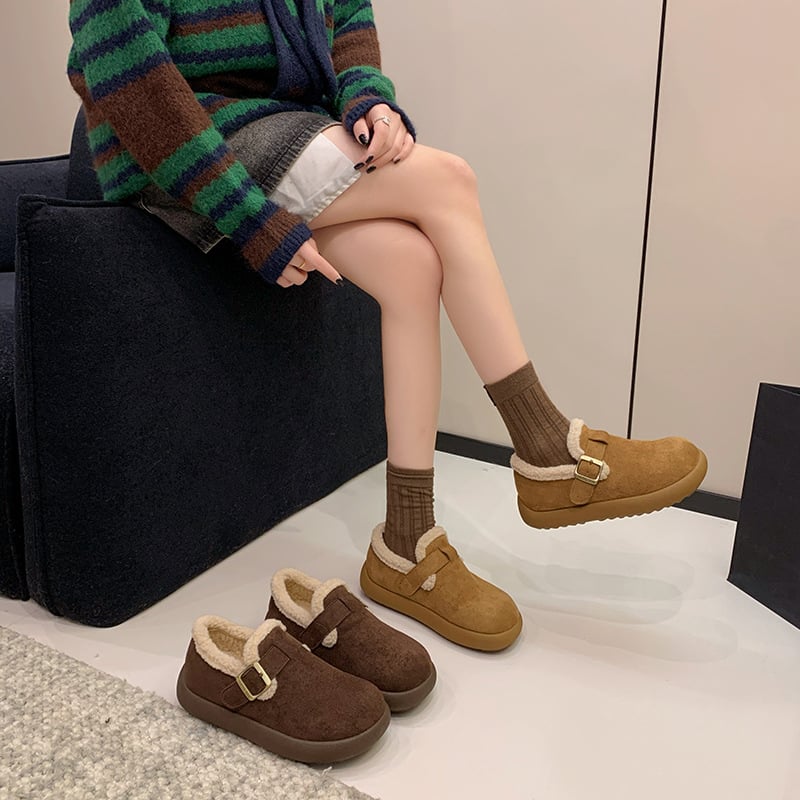 Ženske loafers u Birkenstock stilu, šumski dizajn, velur na vrhu, umjetna kratka pliš, slip-on, gumeni potplat