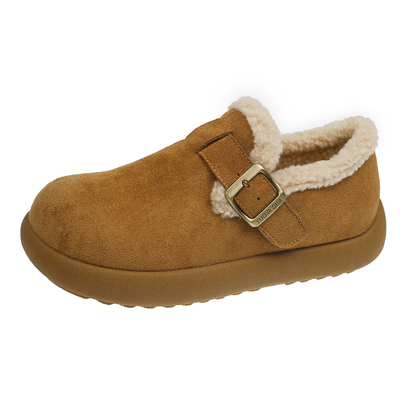 Ženske loafers u Birkenstock stilu, šumski dizajn, velur na vrhu, umjetna kratka pliš, slip-on, gumeni potplat