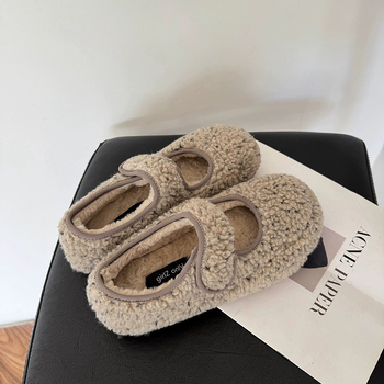 Naiste loaferid, ümmarguse varba, sünteetiline plüüš peal, fleece vooder, Velcro sulg