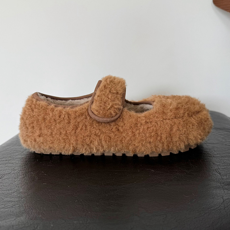 Naiste loaferid, ümmarguse varba, sünteetiline plüüš peal, fleece vooder, Velcro sulg