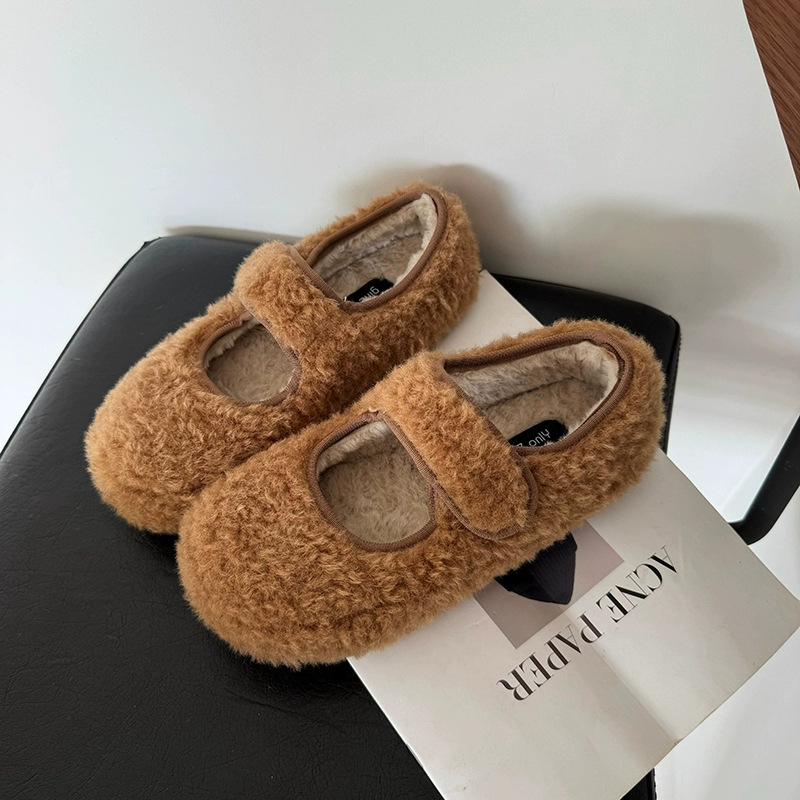 Naiste loaferid, ümmarguse varba, sünteetiline plüüš peal, fleece vooder, Velcro sulg