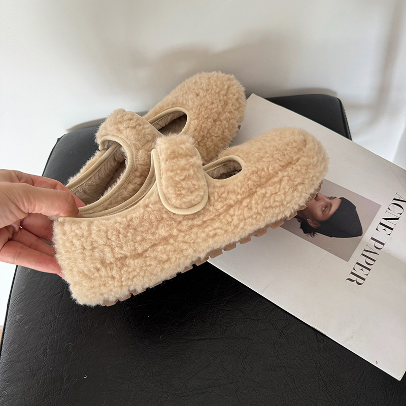 Naiste loaferid, ümmarguse varba, sünteetiline plüüš peal, fleece vooder, Velcro sulg