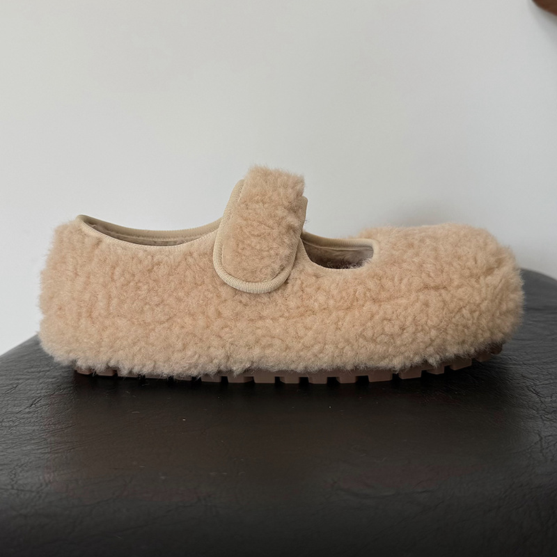 Naiste loaferid, ümmarguse varba, sünteetiline plüüš peal, fleece vooder, Velcro sulg