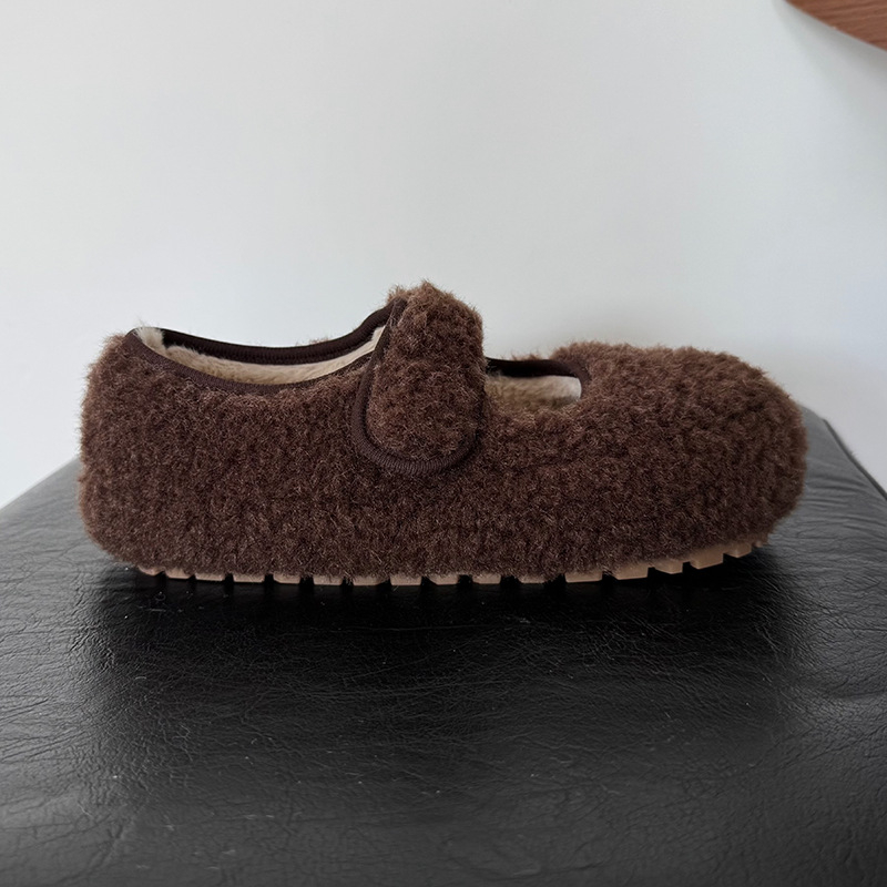 Naiste loaferid, ümmarguse varba, sünteetiline plüüš peal, fleece vooder, Velcro sulg