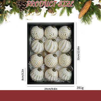 Retro Kalėdinių kamuoliukų rinkinys, 12 vnt., plastikiniai papuošalai kabinami, Kalėdų stilius, pusiau rankinis ir pusiau mechaninis gamybos, įteisintas privatus ženklas