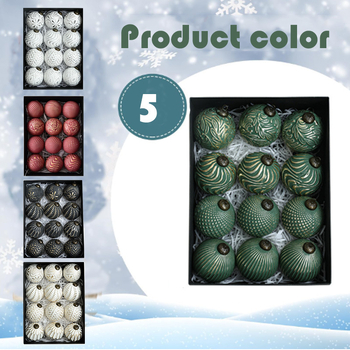 Retro Kalėdinių kamuoliukų rinkinys, 12 vnt., plastikiniai papuošalai kabinami, Kalėdų stilius, pusiau rankinis ir pusiau mechaninis gamybos, įteisintas privatus ženklas