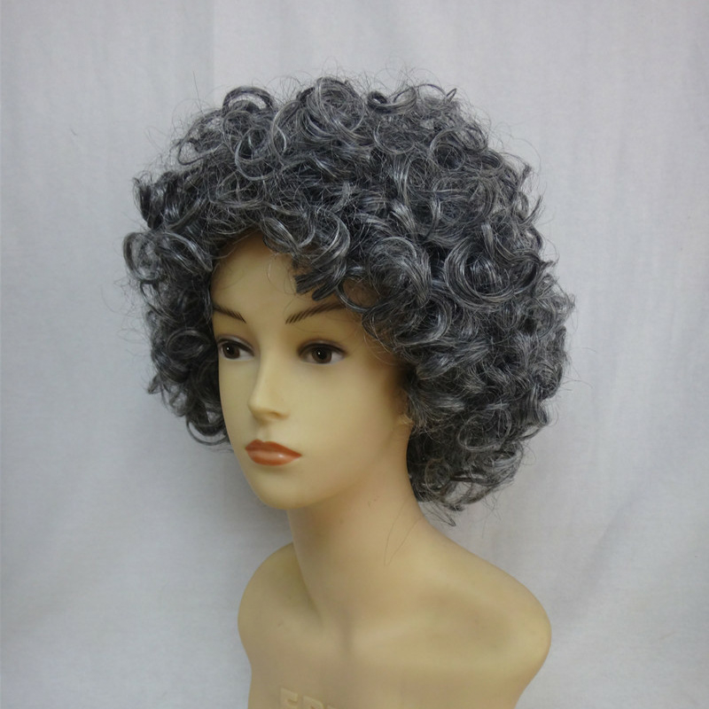 Perucă pentru costume de scenă – păr scurt, bucle, model 030, stil non-mainstream, mătase locală, potrivită pentru toate fețele, fără permanent sau vopsire.