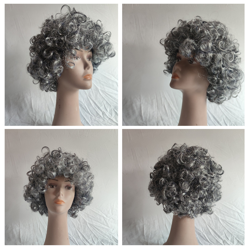 Perucă pentru costume de scenă – păr scurt, bucle, model 030, stil non-mainstream, mătase locală, potrivită pentru toate fețele, fără permanent sau vopsire.
