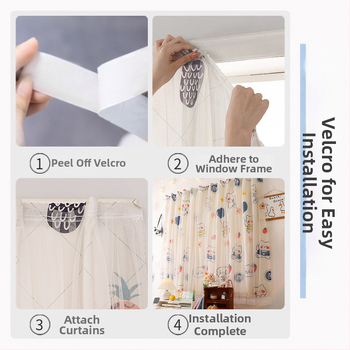 Bezkadara Velcro aizkari, poliesters, mežģīņu druka, warp adījums, 40–70% ēnu radīšana, piemēroti guļamistabai/studijai/restoranam, bay logiem un citiem logu formām