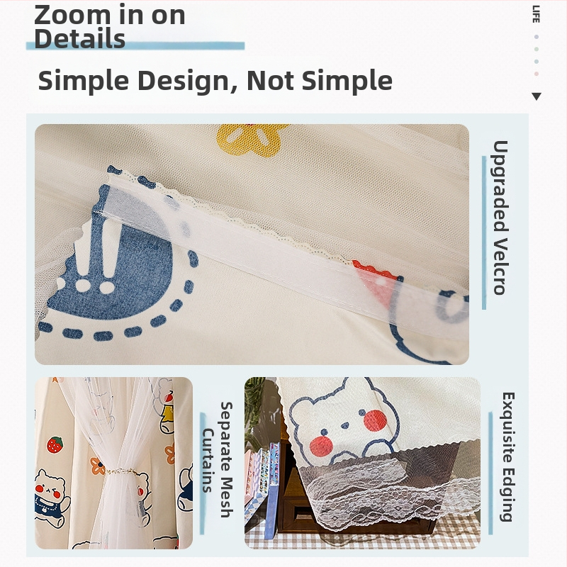 Kinnitamata Velcro-kardinad, polüester, pitsitrükk, warp kudumine, 40-70% varjutus, sobib magamistuppa/kohvikus/restoranis, bay aknad ja teised vormid