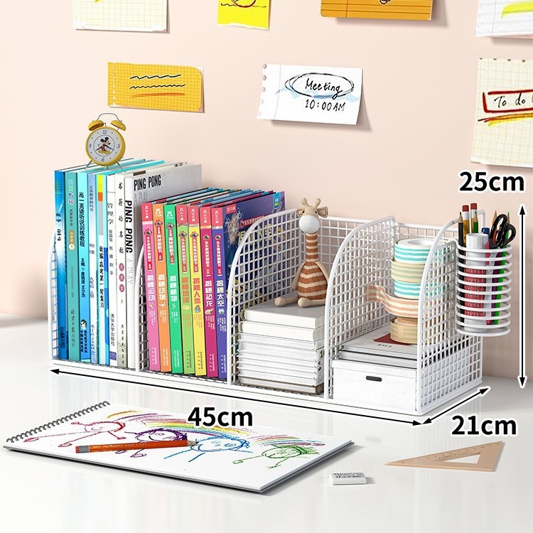 Metalinė stalinių knygų lentyna su fiksuotomis pertvaromis, itališko minimalistinio stiliaus