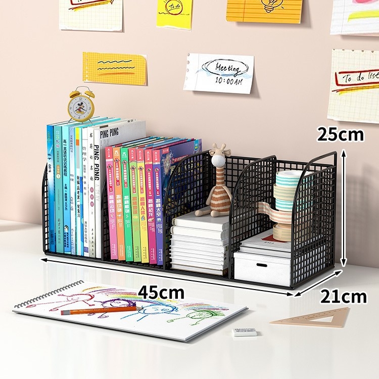 Metalinė stalinių knygų lentyna su fiksuotomis pertvaromis, itališko minimalistinio stiliaus