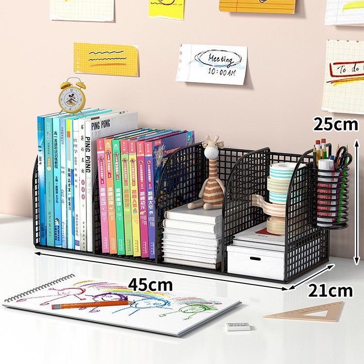 Metalinė stalinių knygų lentyna su fiksuotomis pertvaromis, itališko minimalistinio stiliaus