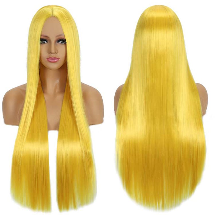 περούκα cosplay — μακριά ίσια μαλλιά με φράντζες, συνθετικές ίνες ανθεκτικές στη θερμότητα, καπάκι με μηχανισμό, φυσικό στυλ, για γυναίκες