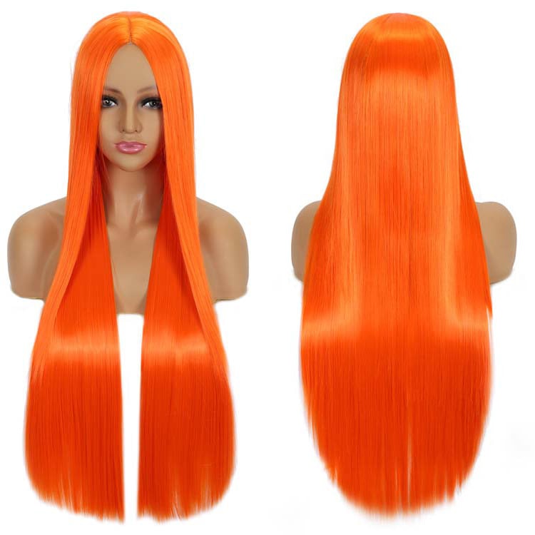 περούκα cosplay — μακριά ίσια μαλλιά με φράντζες, συνθετικές ίνες ανθεκτικές στη θερμότητα, καπάκι με μηχανισμό, φυσικό στυλ, για γυναίκες