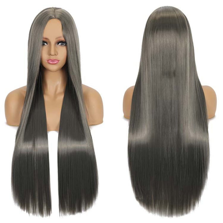 περούκα cosplay — μακριά ίσια μαλλιά με φράντζες, συνθετικές ίνες ανθεκτικές στη θερμότητα, καπάκι με μηχανισμό, φυσικό στυλ, για γυναίκες